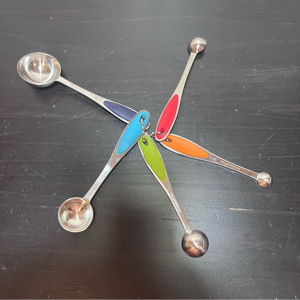 Endurance 18/8 Stainless Steel Measuring Spoons Set of 5 with Color Coded Grips - Picture 11 of 12